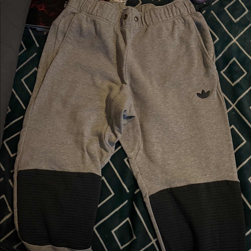 Adidas Kids Gray Joggers with Black Accents
